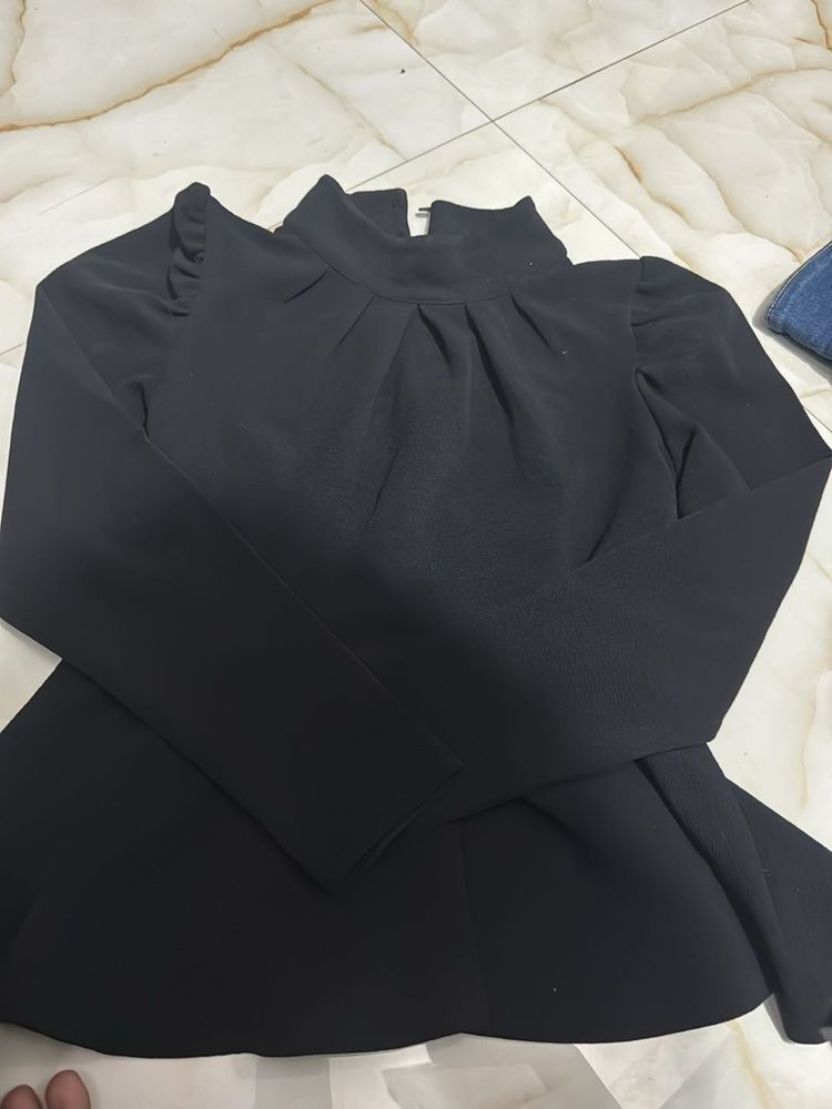 Elegant Black Peplum Top