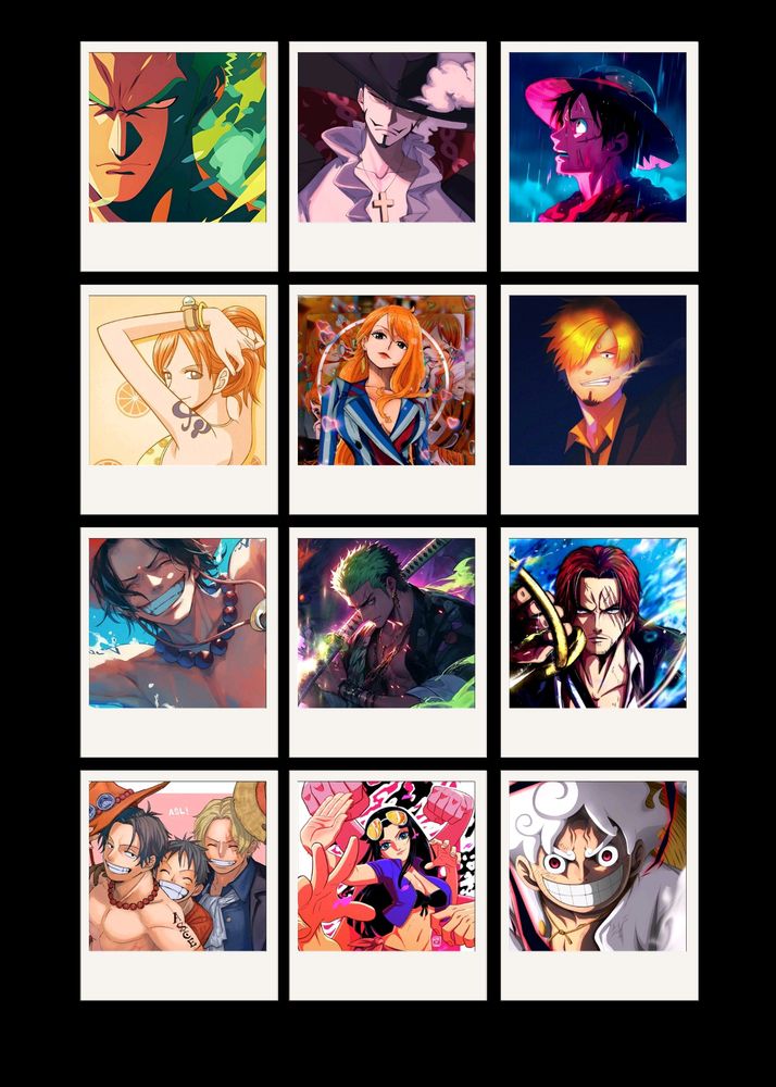 Pack Of 12 One Piece Anime Polaroid Photocards