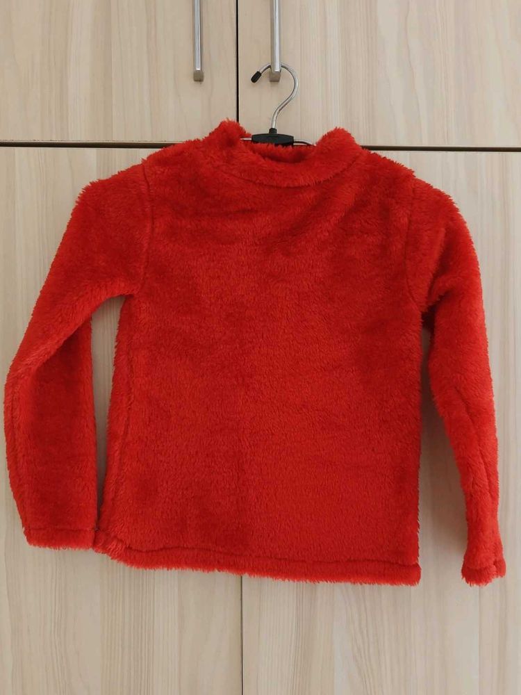 Red Fleece Pullover Top