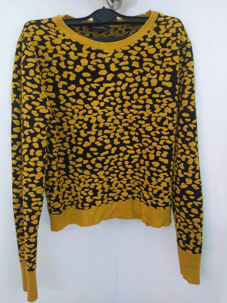 Animal Print Cropped Sweater