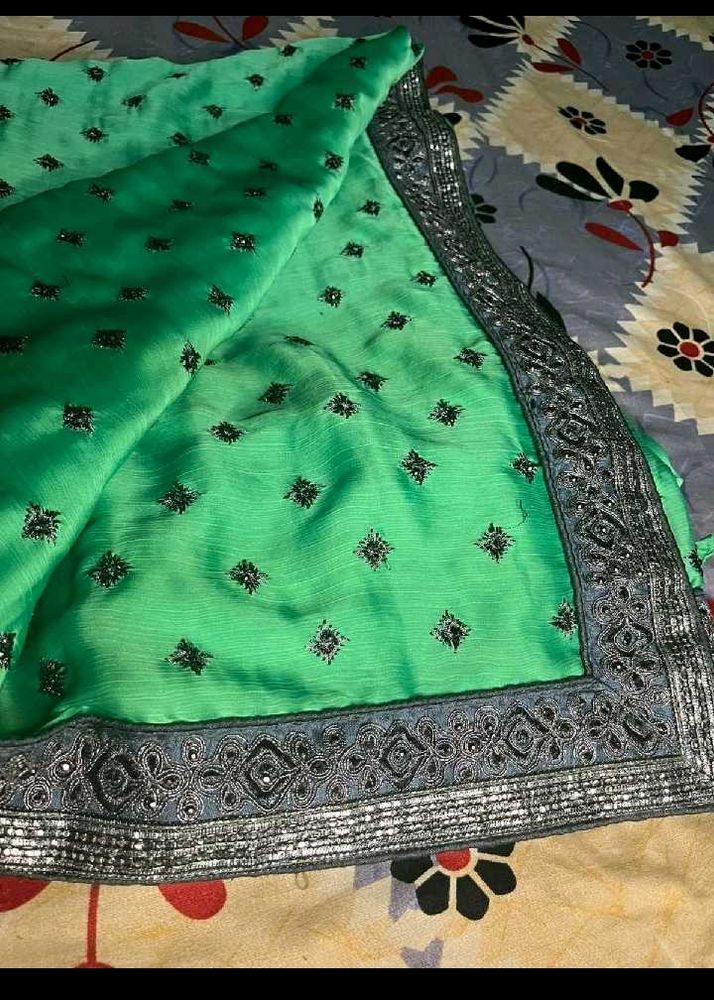 Green Embellished Saree