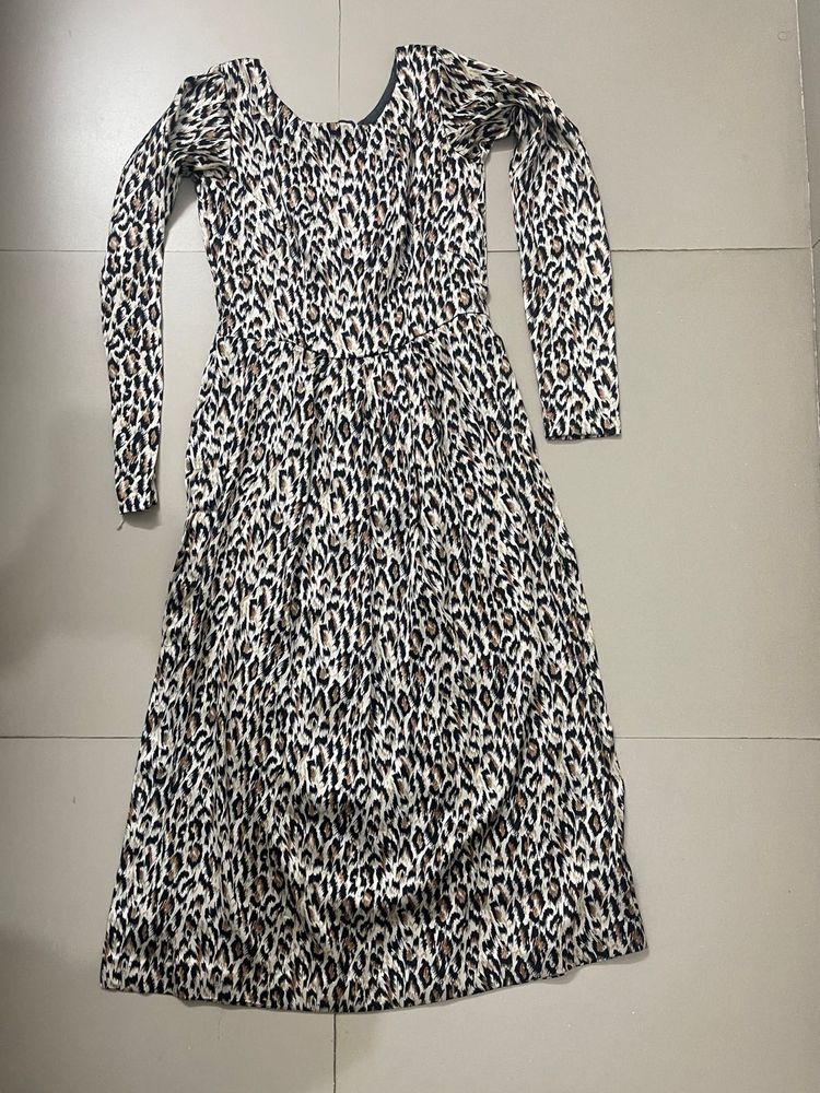 Lepard Print Midi Dress