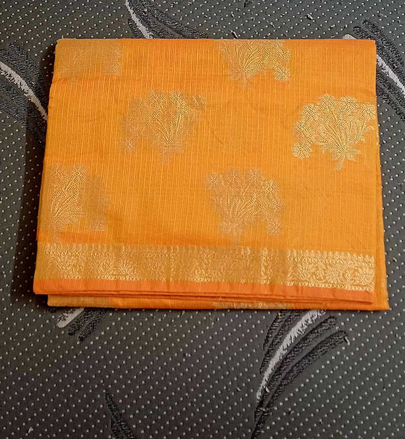 New Chanderi Work Saree With Accessories- In Orang
