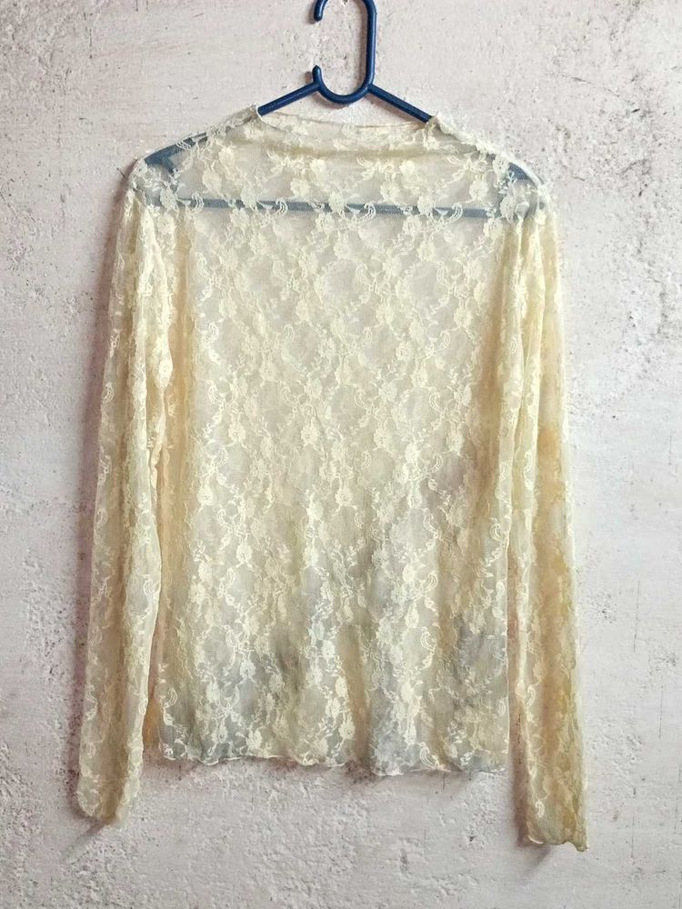 Ladies See-through Fashion Lace Top