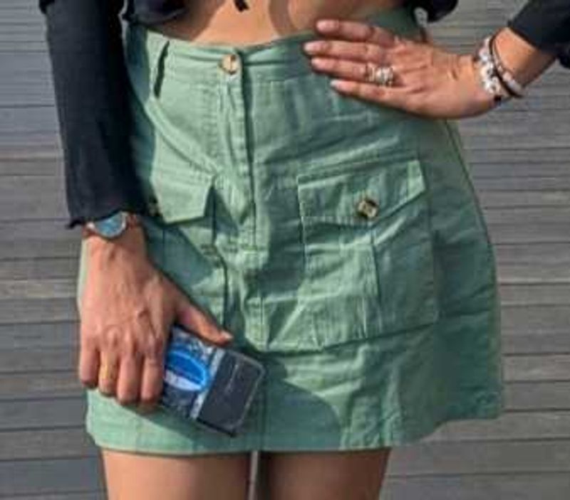 Green Cargo Mini Skirt