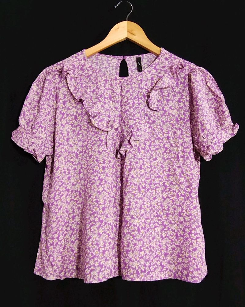 “Rio” Floral crepe Ruffle Top