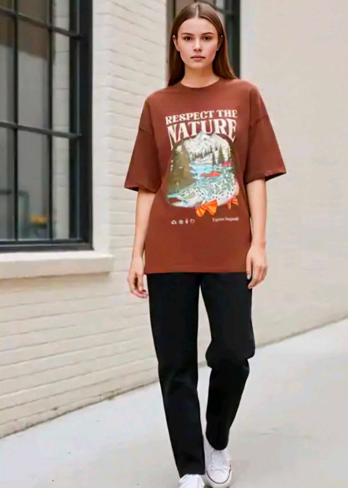 Drop-Shoulder Oversized Graphic Print T-Shirt