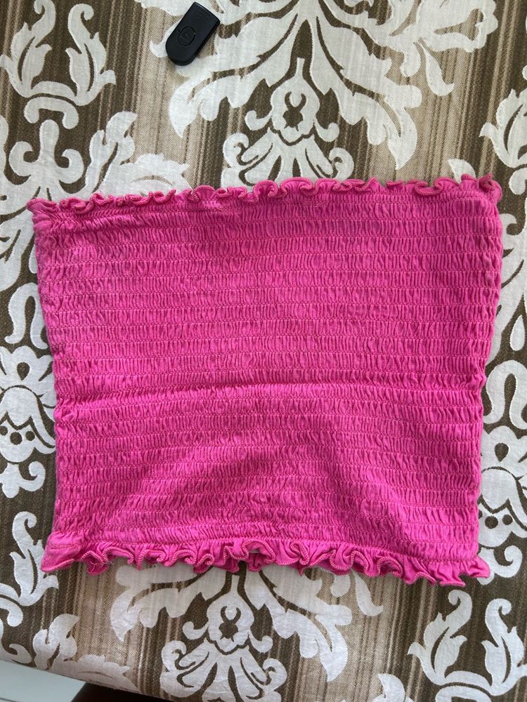 Pink Smocked Tube Top