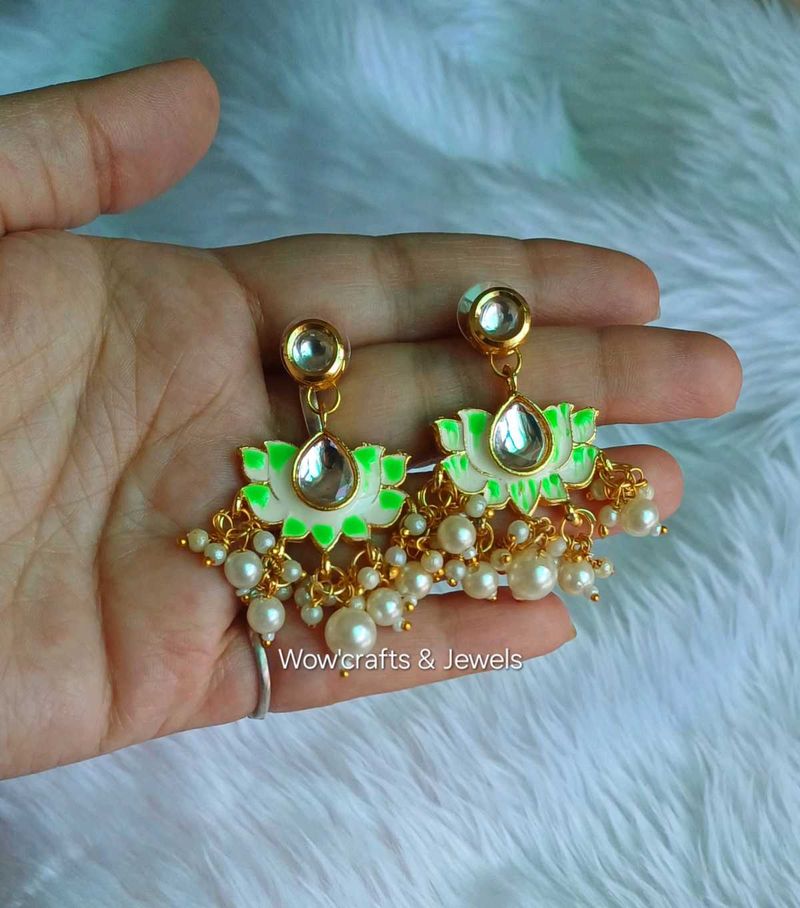 New Lotus Kundan Earrings (1 Pair)