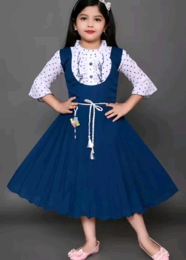 3years Kids Dress White With Blue Wit Good Quality