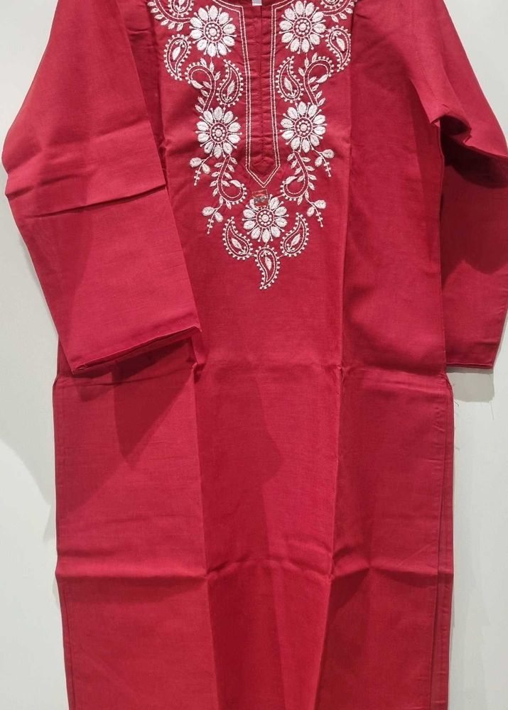 Red Embroidery Kurta