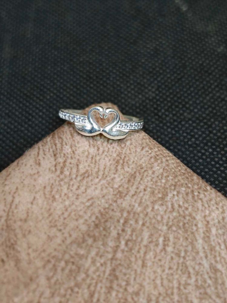 Pure silver ring in heart shape