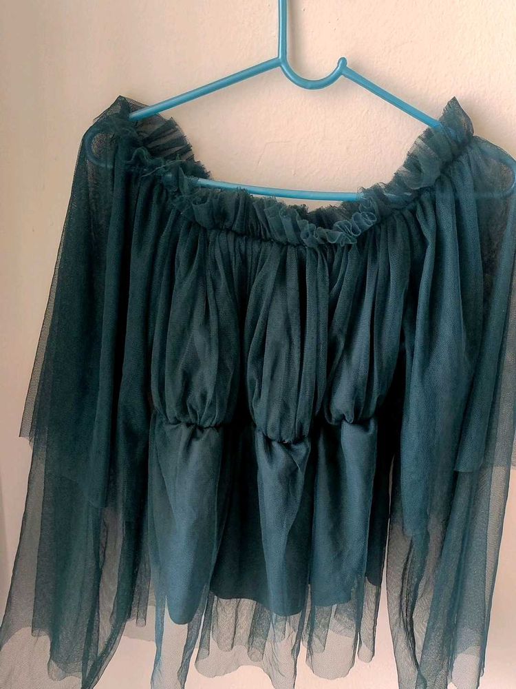 Green Off-Shoulder Top