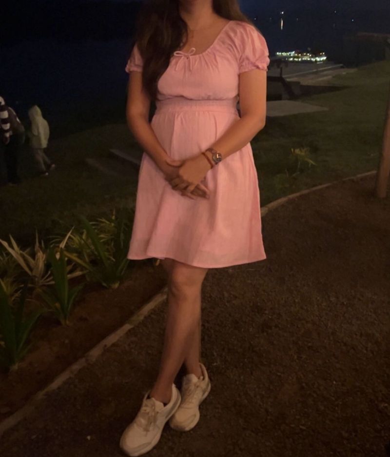 Pink Puff Sleeve Mini Dress