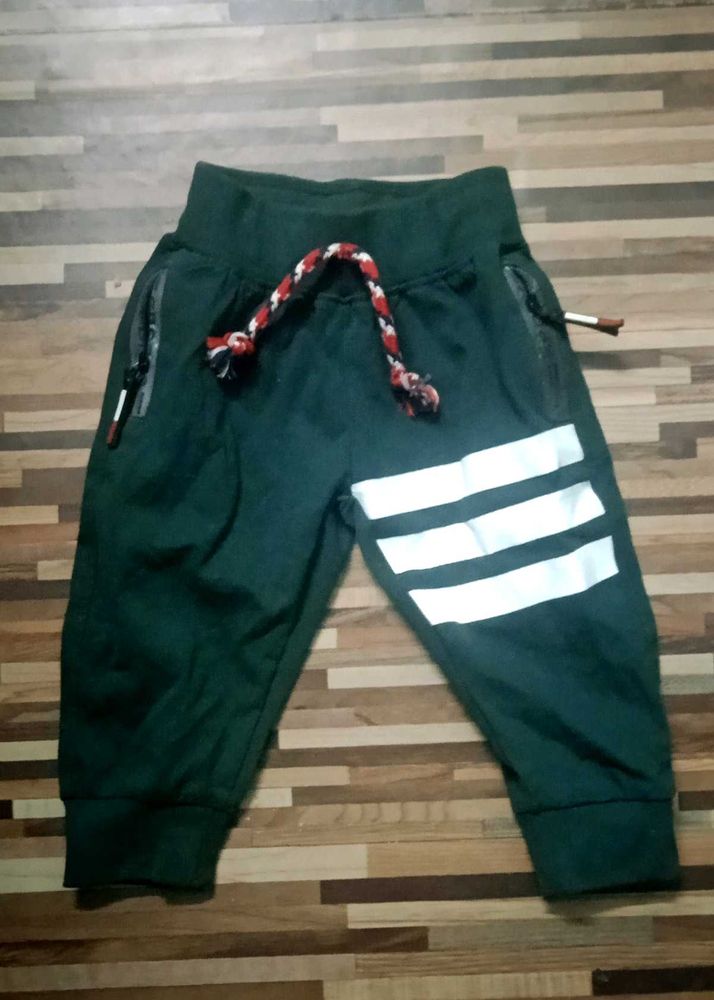 Green &amp; White Striped Joggers