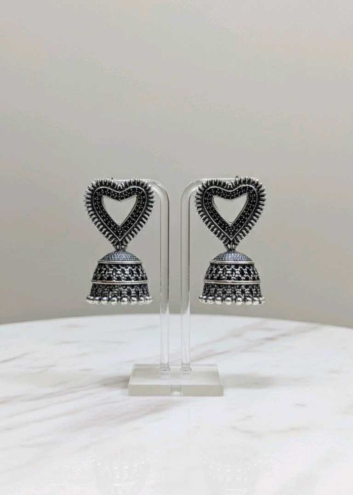 Heart Jhumka Earrings