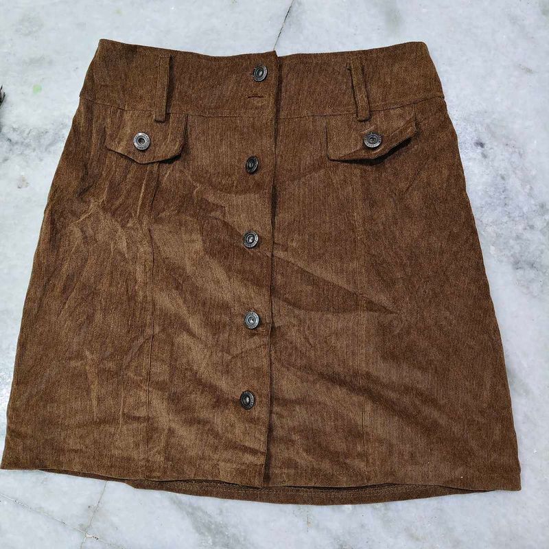 Brown Corduroy Mini Skirt , cotrise beautiful skir