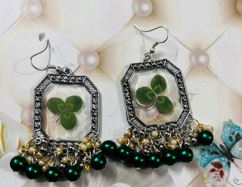 Clover Resin Drop Earrings 2 Pair Combo
