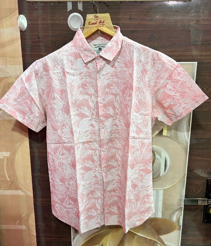 Pink Floral Print Casual Shirt