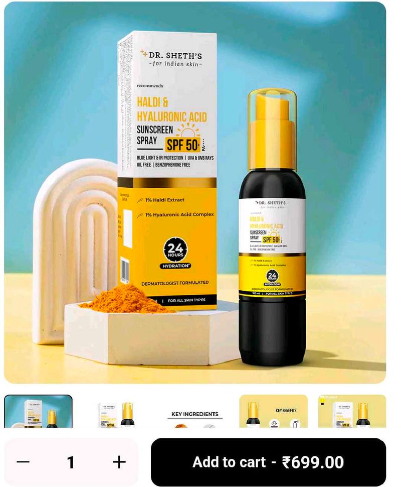 Haldi &amp; Hyaluronic Acid Sunscreen Spray 50+ PA++++