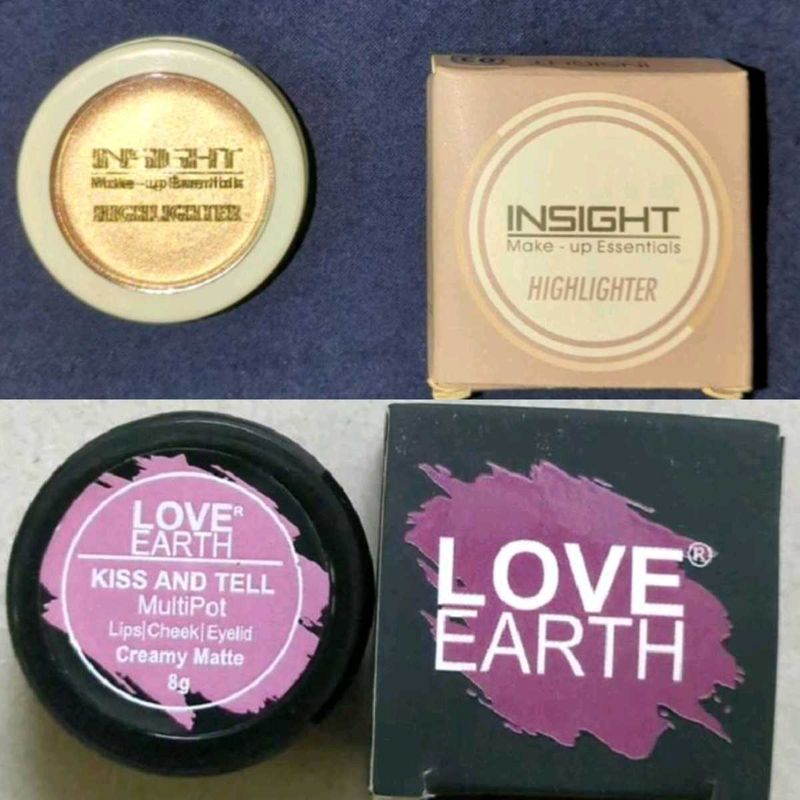Insight Highlighter + Love Earth Lip ,Cheek Tint