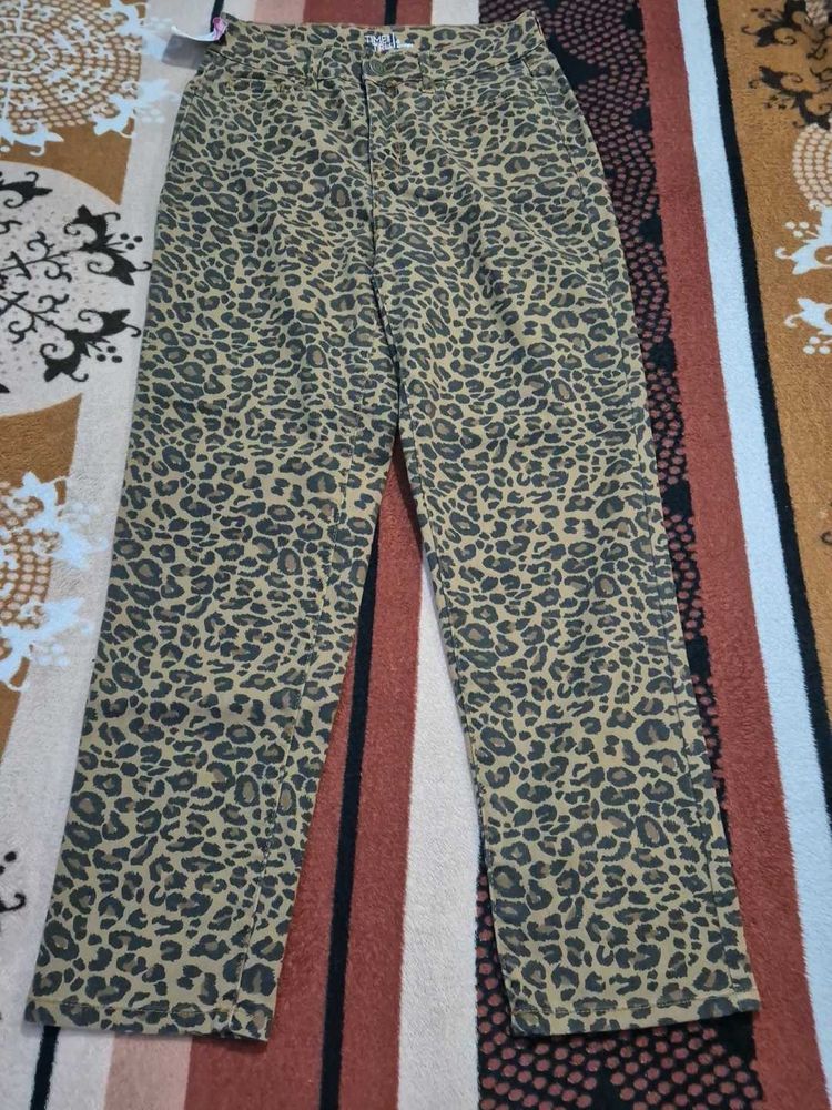 Tiger/Leopard Print Denim Jeans