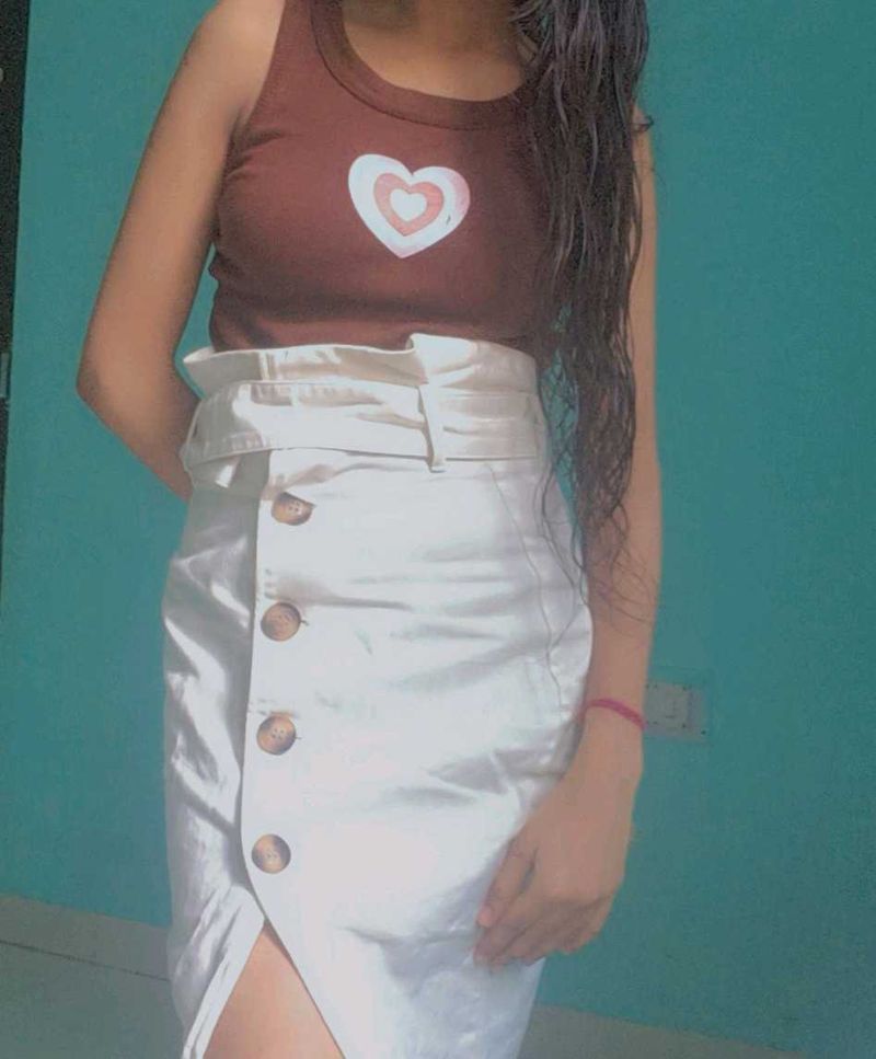 White Denim Skirt
