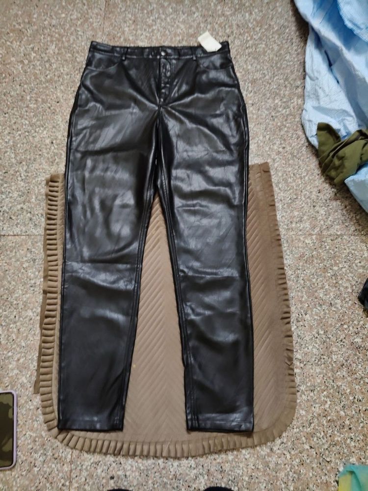 Mango Black Leather Pants