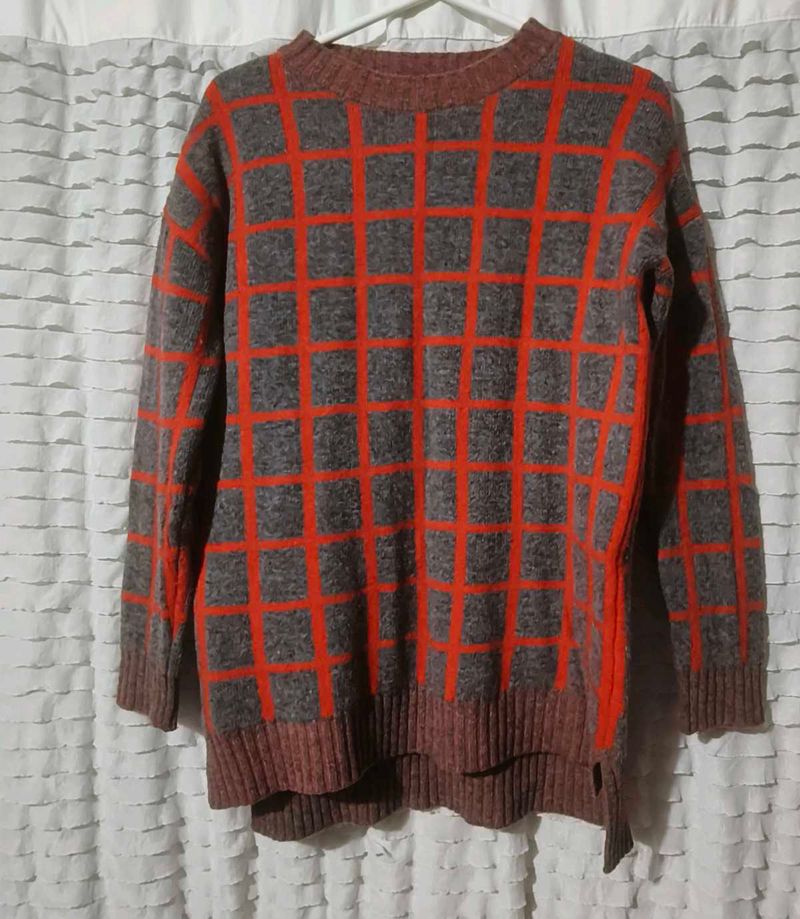 korean  Plaid Pattern Sweater
