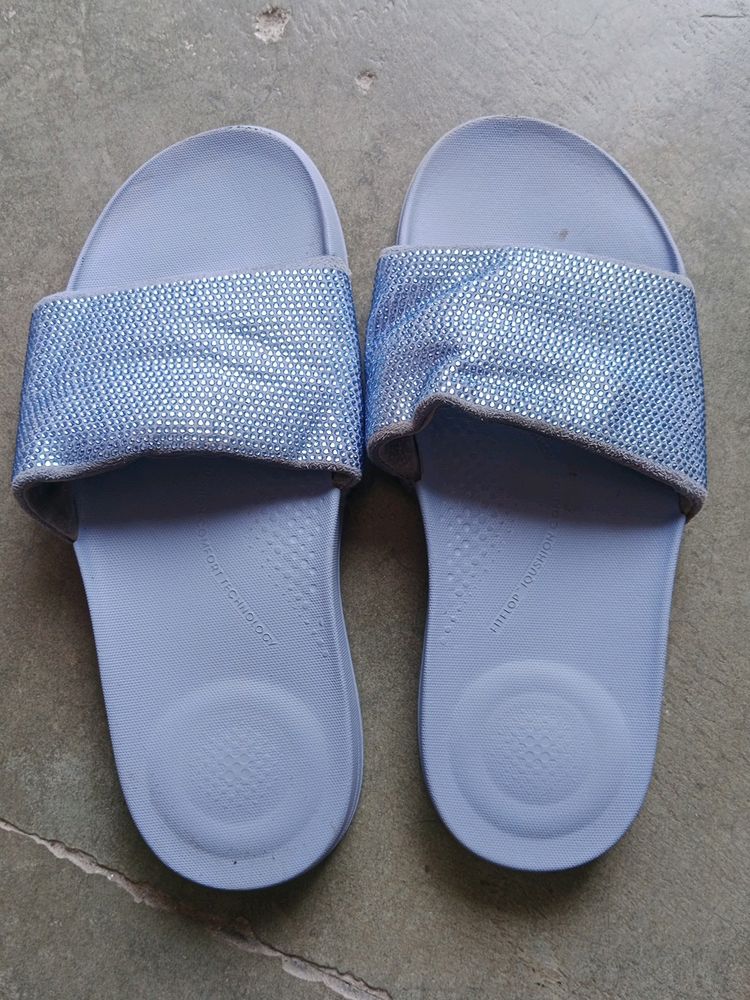 FITFLOP Women&#39;s Blue Slides/Flats