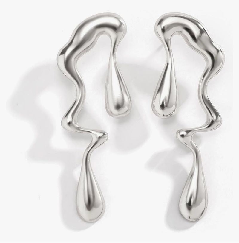 Metallic Silver Trendy Earrings -  NEW/UNUSED