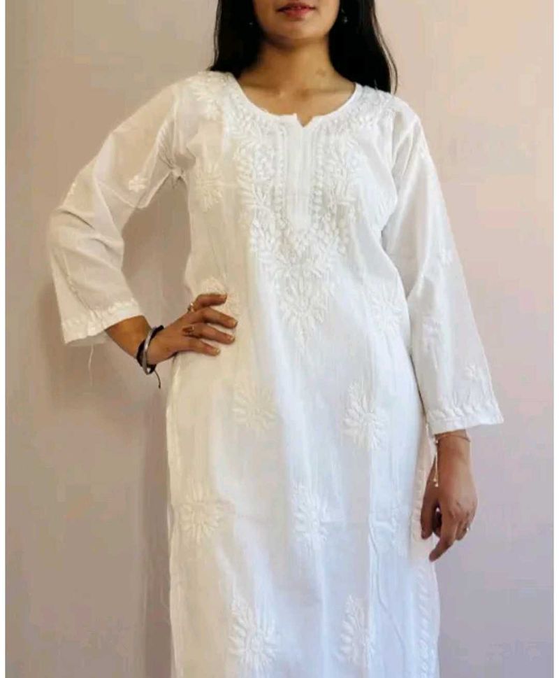 White Embroidered Kurt