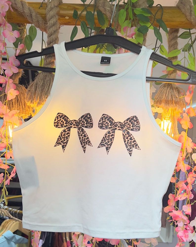 Cute Bow Print Tank Top