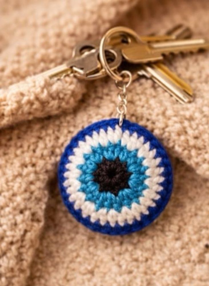 Handcrafted Evil Eye Crochet Keychain