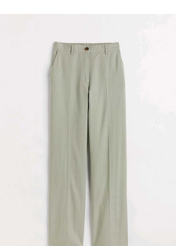 H&amp;M Straight Linen Blend Trouser