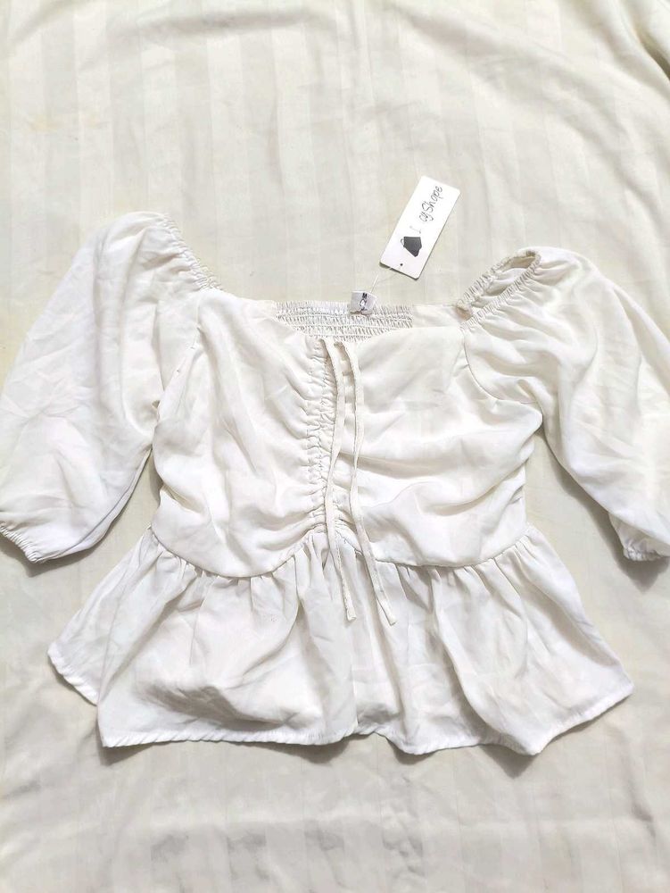 White Peplum Top