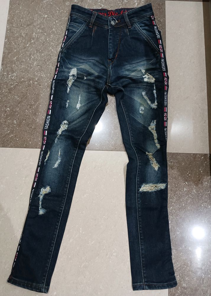 Black Distressed Jeans For Boys