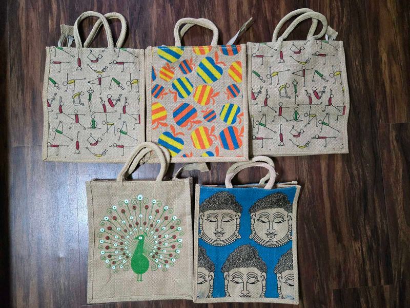 Set Of 5 Jute Bags