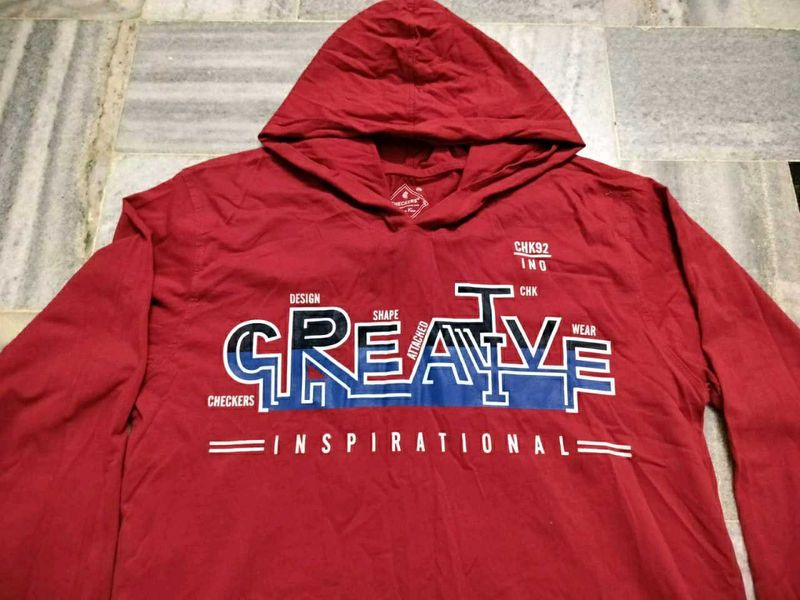 Red Graphic Print Hoodie