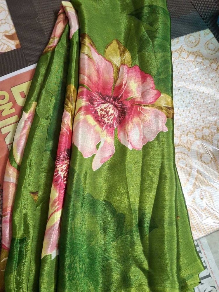Elegant Green Floral frendi Saree..