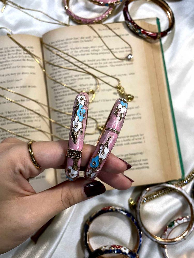 Pink enamel bracelet