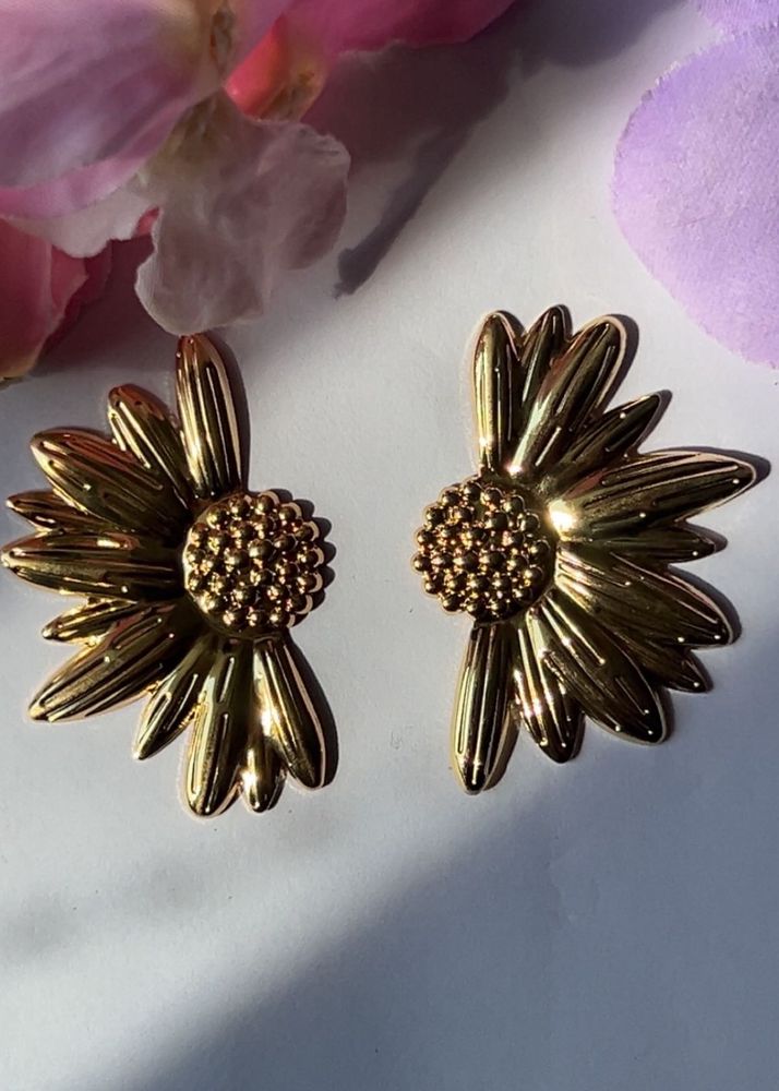 Golden Sunflower Statement Earrings