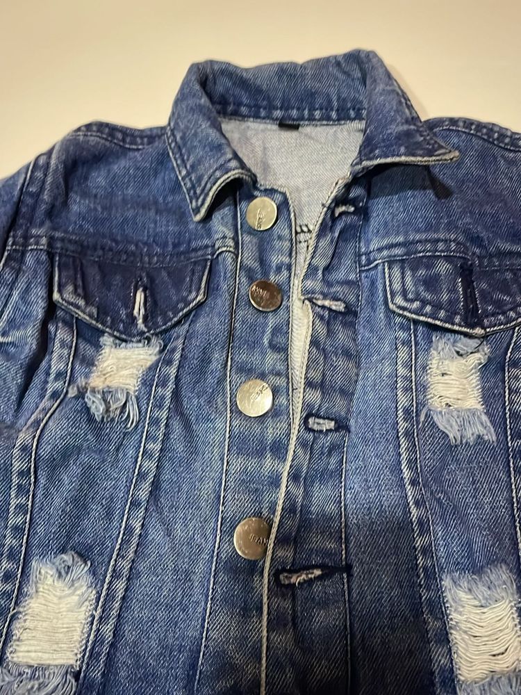 Blue Ribbed Denim Jacket For Girls N Boys Both