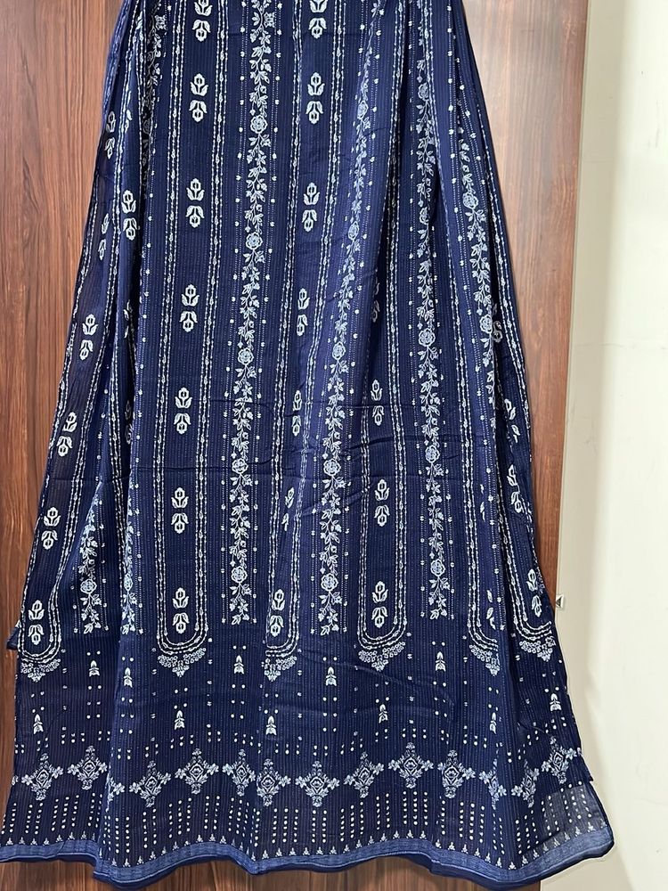 W Navy Blue Printed Dupatta