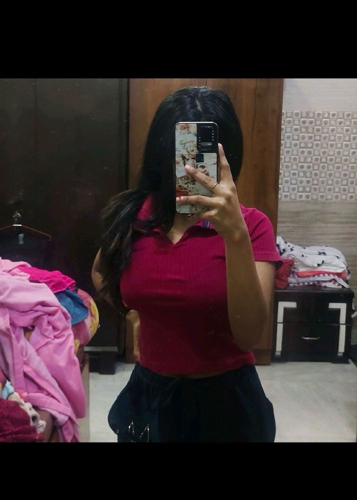 Collared Crop Top For Women