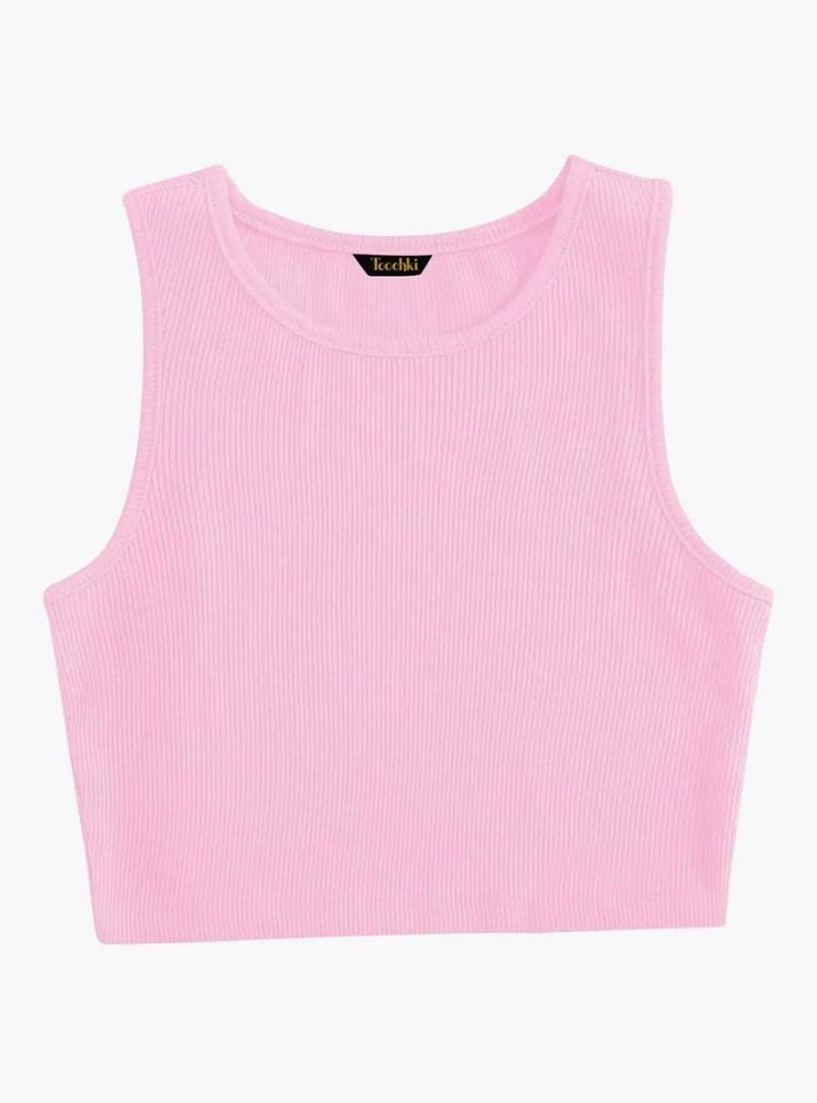 Pink Ribbed Cropped Tank Top