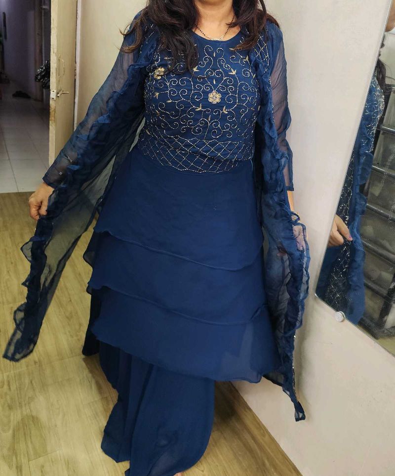 Peacock Blue Skirt Choli Jacket