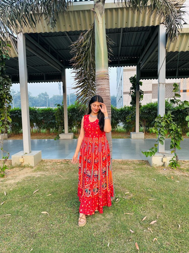 Red Printed Maxi Dress