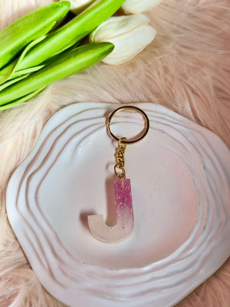 Resin J letter Keychain/ Keyring