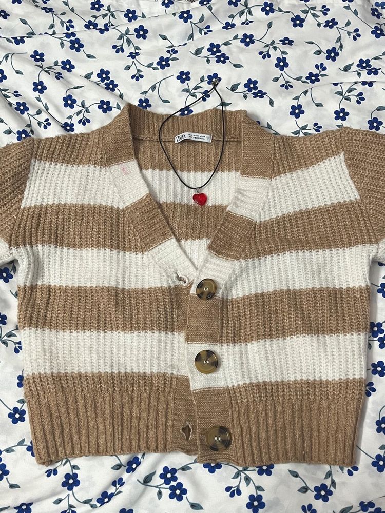 Zara Striped Knit Cardigan